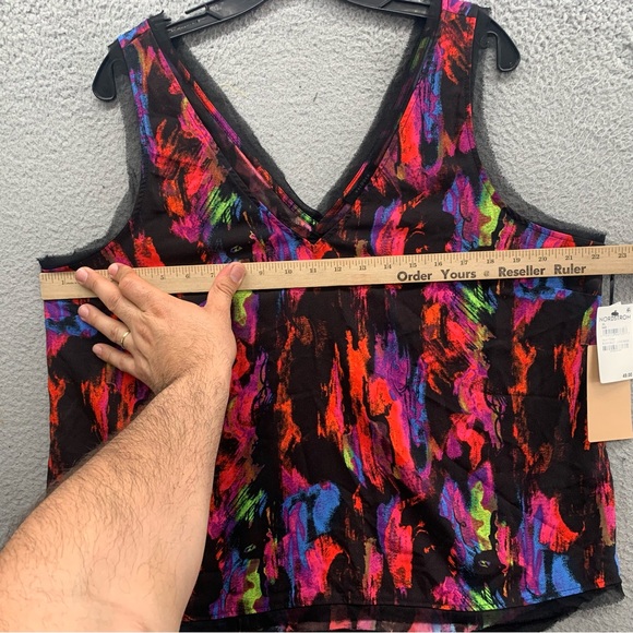 Halogen Black Mult Cloud Wash Floral Print Sleeveless Blouse Tank Top Women’s XL - Picture 3 of 10